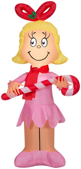 4' Gemmy Airblown Inflatable Christmas Cindy Lou Who Holding A Candy Cane Yard Decoration 880607